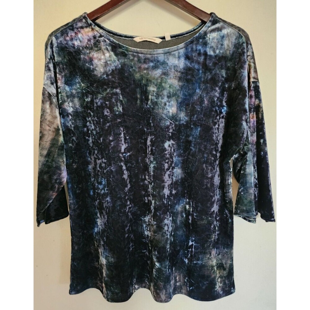 Soft Surroundings Alize Crushed Velvet Velour Tunic Top Sizse Small Colorful